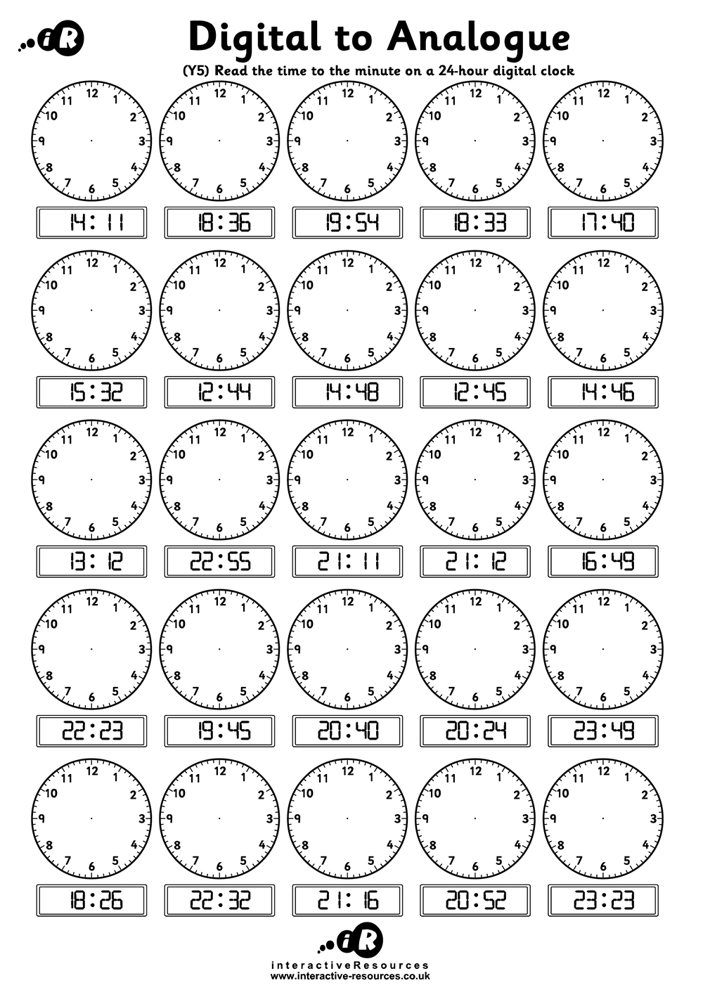 Telling the Time Worksheets