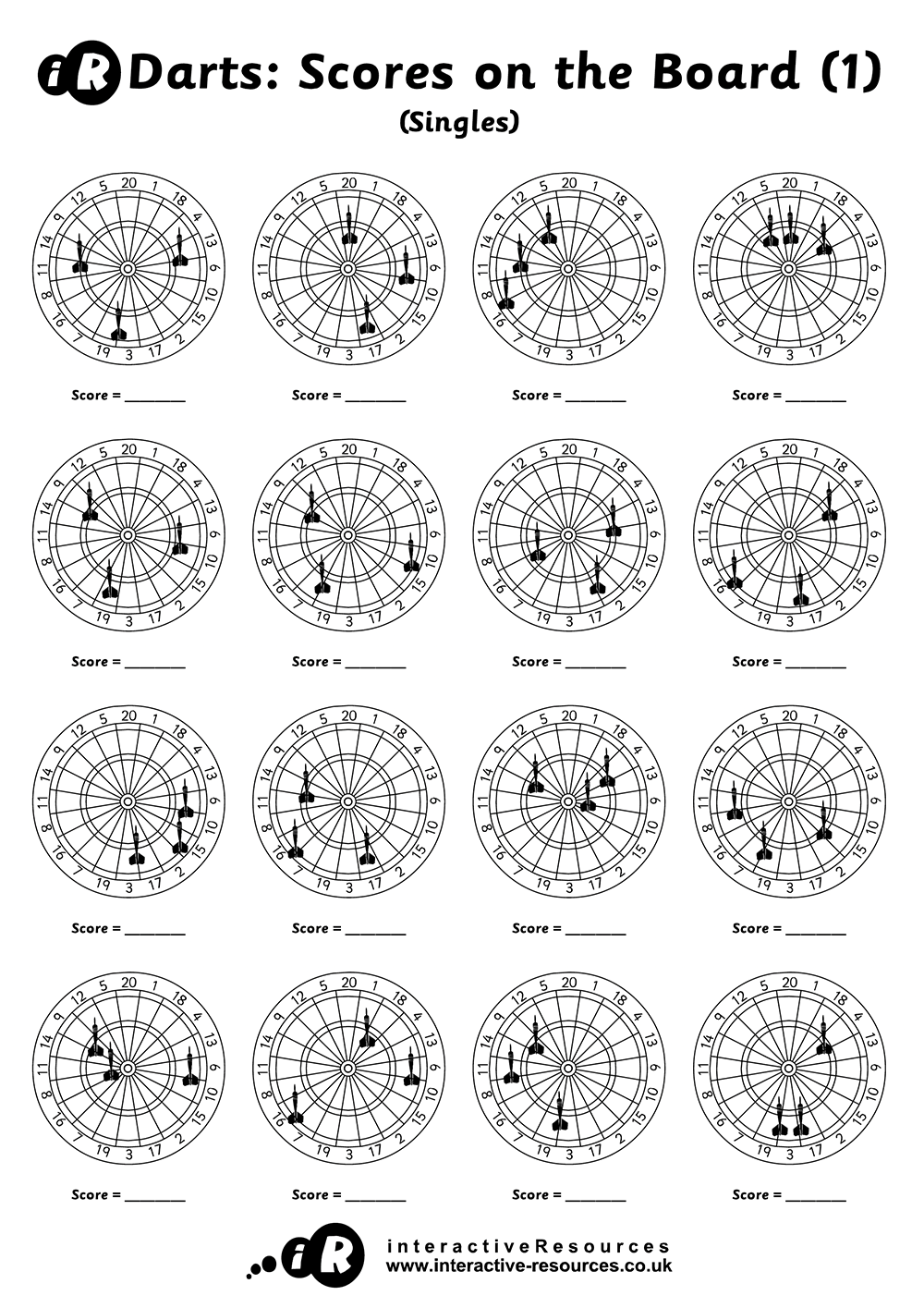 Darts: Scores on the Board (Singles)