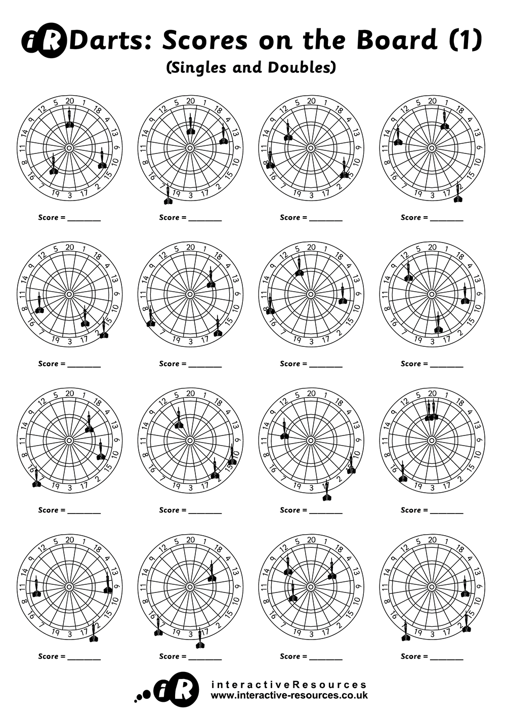 Darts: Scores on the Board (Singles and Doubles)